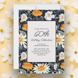 Dandelions Daisy Blåblå Vuxen 60:e födelsedagen Inbjudningar<br><div class="desc">60:e födelsedagsfest inbjudan för kvinnor designade med små söt- och gult- dandelioner och vita daisy på marin blå bakgrund. Anpassa genom att lägga till namn om hedersgästen,  hennes ålder och hennes party-information. Kontakta oss om du behöver hjälp med anpassning eller om du vill begära matchande produkter.</div>