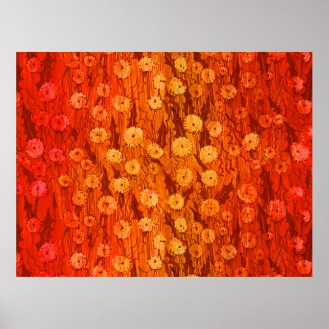 Dandelions Fält Summer Flowers Red Orange Ombre P Poster (Framsidan)