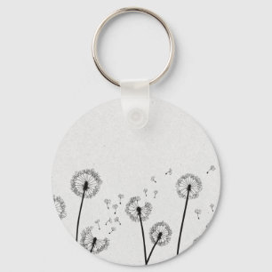 Dandelions Flowers Pappus Spores Grått Nyckelring