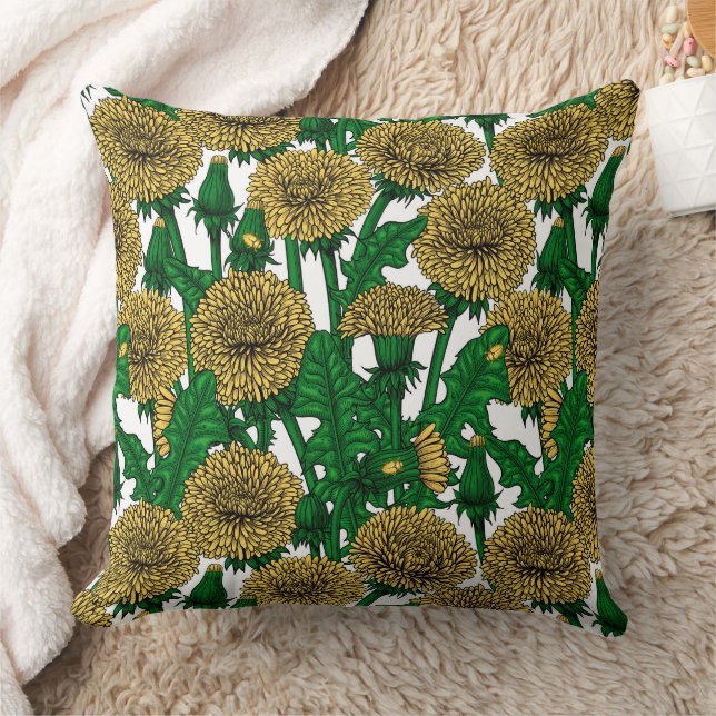 Dandelions på vita kudde (Filt)