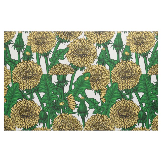 Dandelions på vita tyg (Fat Quarter)