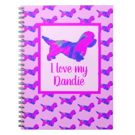 Dandie Dinmont Hund älskare Rosa & Blue Silhouette Anteckningsbok