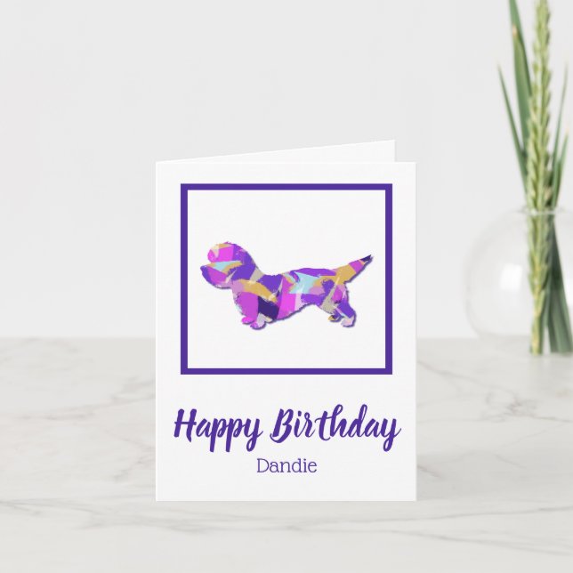 Dandie Dinmont Hund Silhouette Cute PPY&B Birthday Kort (Framsida)