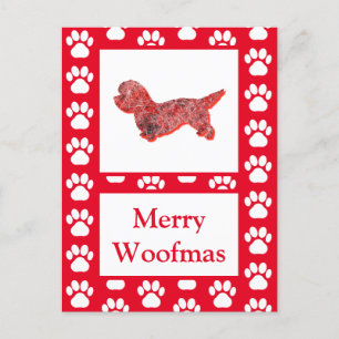 Dandie Dinmont Hund Silhouette Red God jul Vykort