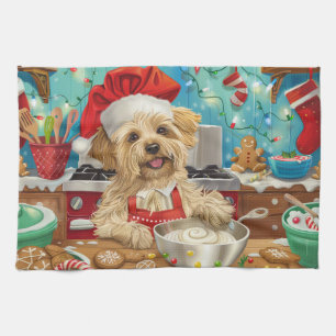 Dandie Dinmont Terrier Helgdag Baking: Jul Kökshandduk
