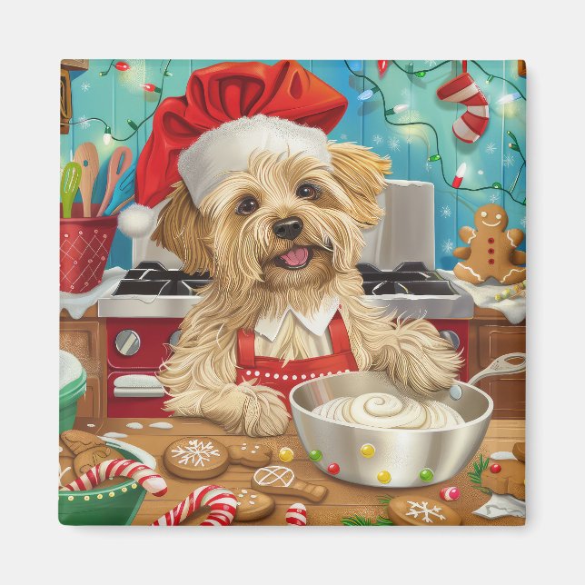 Dandie Dinmont Terrier Helgdag Baking: Jul Magnet (Framsidan)