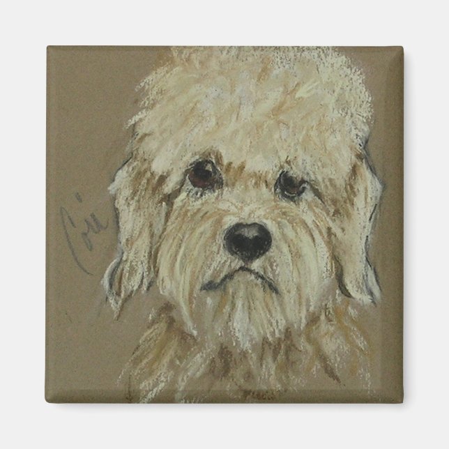 Dandie Dinmont Terrier Hund Art Magnet (Framsidan)