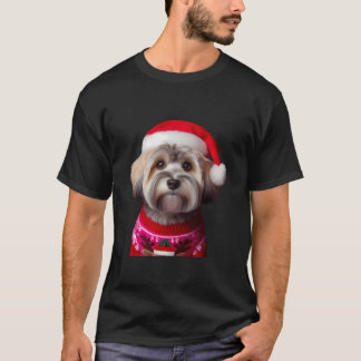Dandie Dinmont Terrier Hund Med Tomtehatt Jul T Shirt