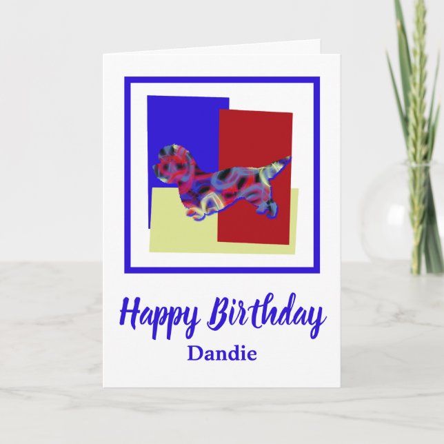 Dandie Dinmont Terrier Hund Red BlueYellow Birthda Kort (Framsida)