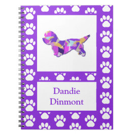 Dandie Dinmont Terrier Hund Silhouette PurplePY&B Anteckningsbok