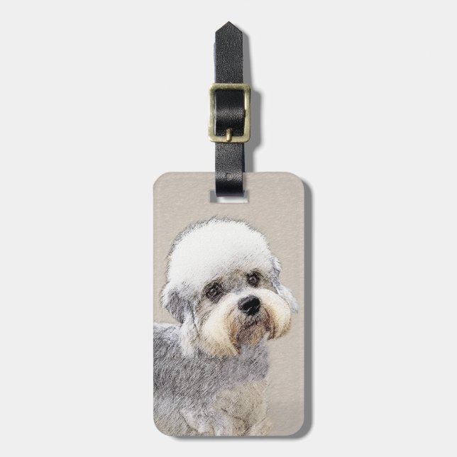 Dandie Dinmont Terrier målning Original Hund Art Bagagebricka (Vertikal Framsida)