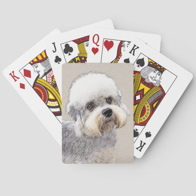 Dandie Dinmont Terrier målning Original Hund Art Casinokort (Baksidan)