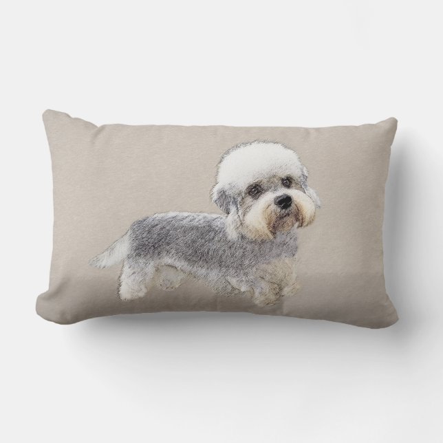 Dandie Dinmont Terrier målning Original Hund Art Lumbarkudde (Framsida)