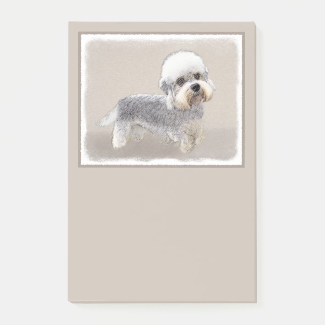 Dandie Dinmont Terrier målning Original Hund Art Post-it Block (Framsida)