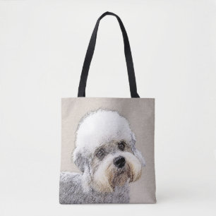 Dandie Dinmont Terrier-målning Original hundkonst Tygkasse