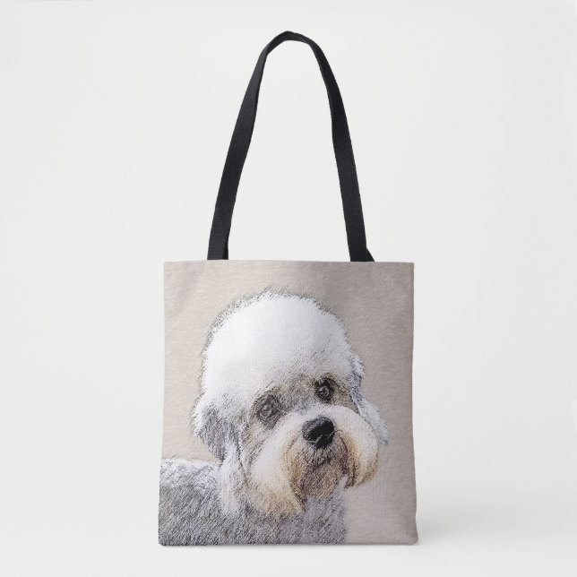 Dandie Dinmont Terrier-målning Original hundkonst Tygkasse (Framsida)