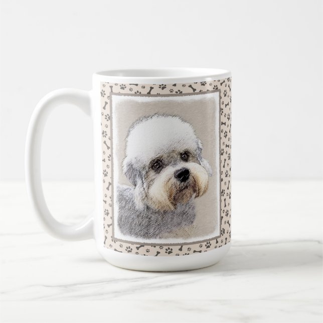 Dandie Dinmont Terrier Painting Original Hund Art Kaffemugg (Vänster)