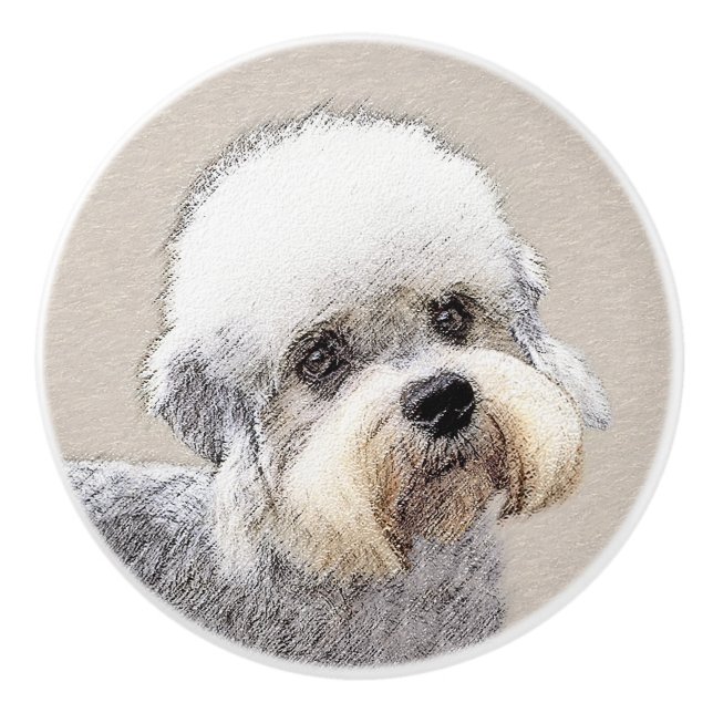 Dandie Dinmont Terrier Painting Original Hund Art Knopp (Framsidan)