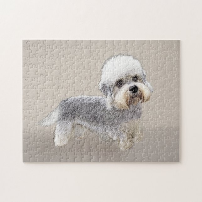 Dandie Dinmont Terrier Painting Original Hund Art Pussel (Horisontell)