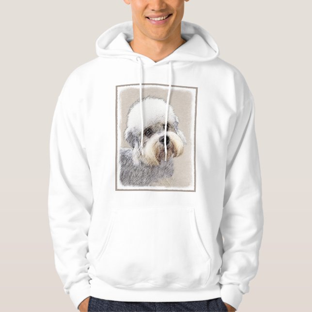 Dandie Dinmont Terrier Painting Original Hund Art Sweatshirt Med Luva (Framsida)
