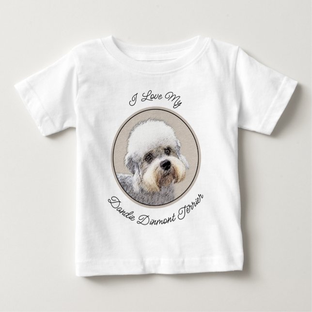 Dandie Dinmont Terrier Painting Original Hund Art T Shirt (Framsida)