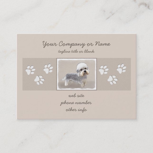 Dandie Dinmont Terrier Painting Original Hund Art Visitkort (Framsida)