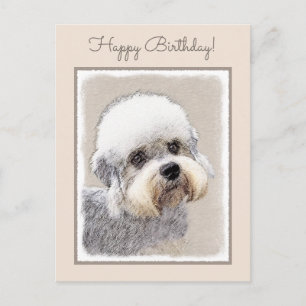 Dandie Dinmont Terrier Painting Original Hund Art Vykort