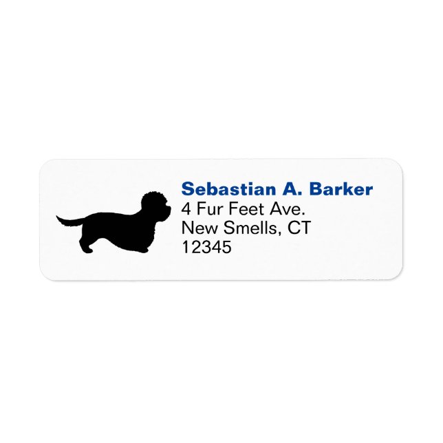 Dandie Dinmont Terrier Silhouette Returadress Etikett (Framsidan)