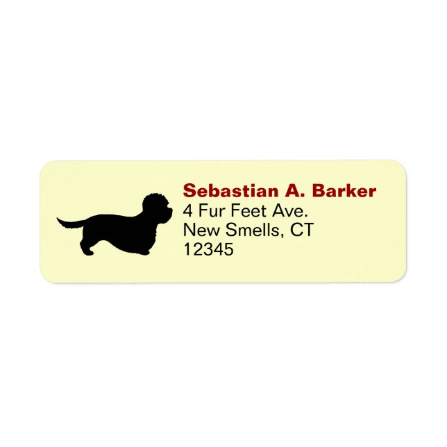 Dandie Dinmont Terrier Silhouette Returadress Etikett (Framsidan)