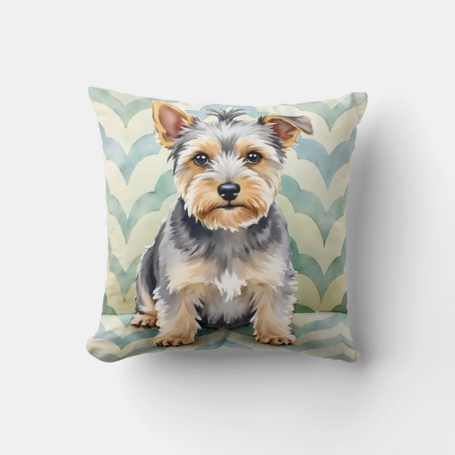 Dandie Dinmont Terrier Vattenfärg Scallop Skikt Kudde (Framsida)