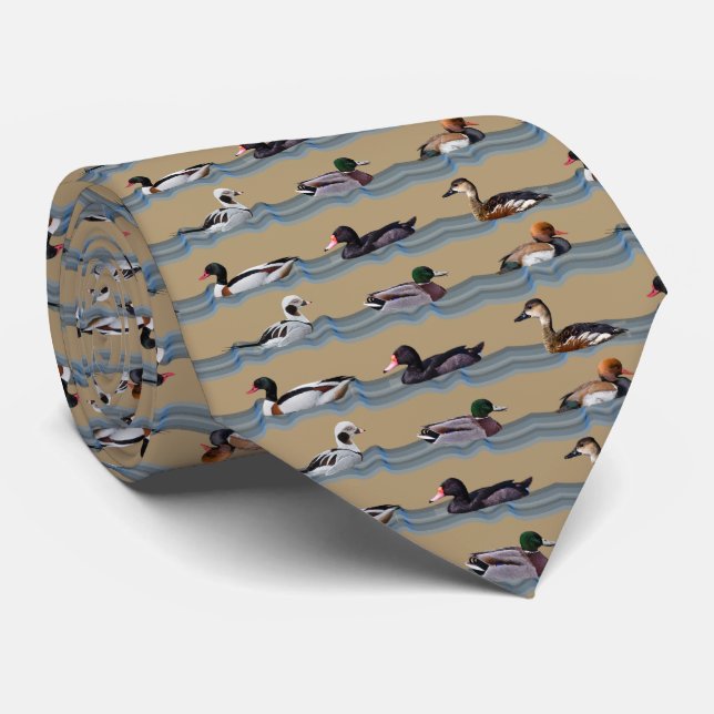 Dandy Ducks Tie Dubbelsidig Design (Beige) Slips (Rullad)