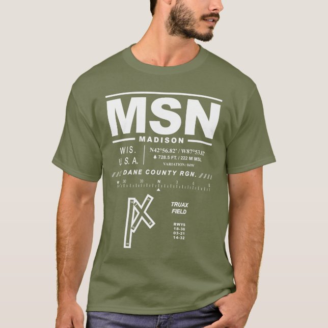 Dane County Regional Airport MSN T-Shirt (Framsida)