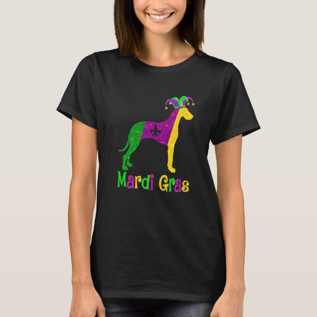 Dane Dog Lover Mardi Gras Carnival Jester Premium T Shirt (Framsida)