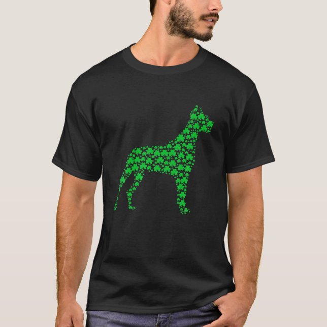 Dane Hund Shamrock St.Patrick's Day Puppy Älskare T Shirt (Framsida)