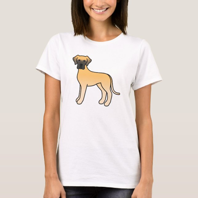 Danehund Valp Cartoon T Shirt (Framsida)