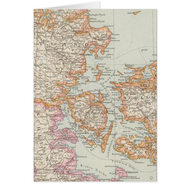 Danemark - Danmark Karta Hälsningskort (Framsidan)