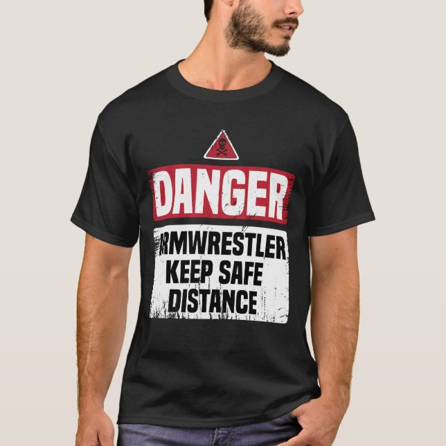 Danger Armwrestling Funny Pappa Gift T Shirt (Framsida)