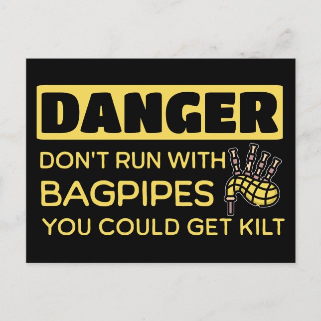 Danger Bagpipe Pun Vykort (Framsida)