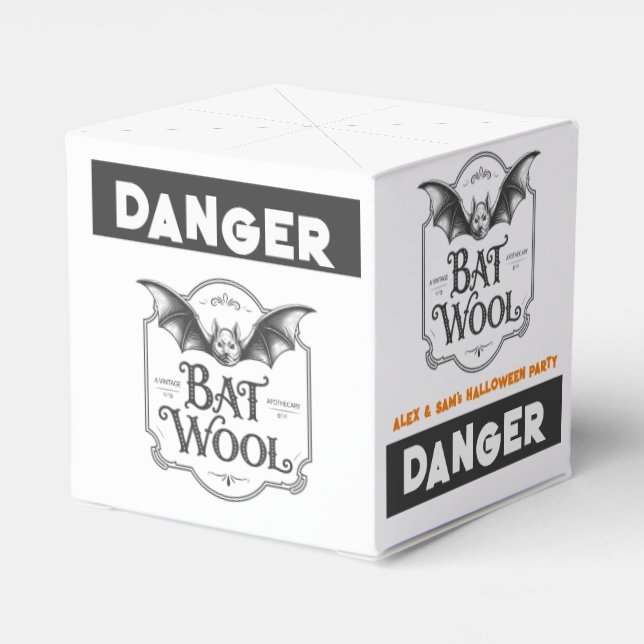 DANGER Bat Wool Funny Halloween Party Spooky Candy Presentaskar (Baksidan Sidan)