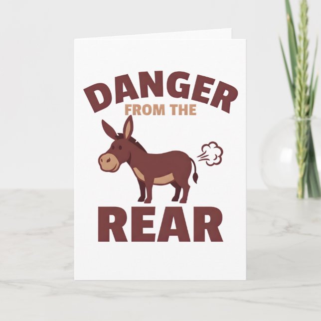 Danger from The Rear Funny Donkey Humor Kort (Framsida)
