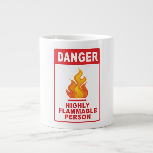 Danger Highly Flammable Person Jumbo Mugg (Framsidan)