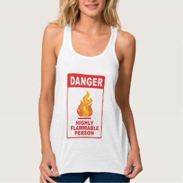 Danger Highly Flammable Person Linne Med Racerback