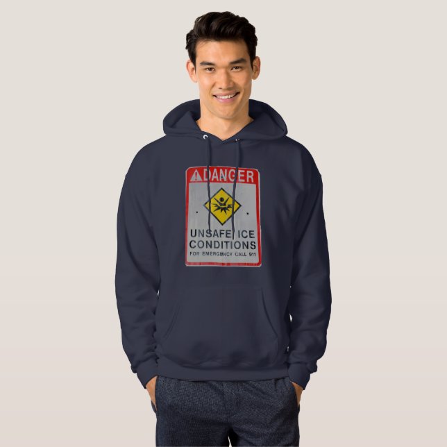 Danger Men's Basic Hooded Sweatshirt Med Luva (Hel framsida)
