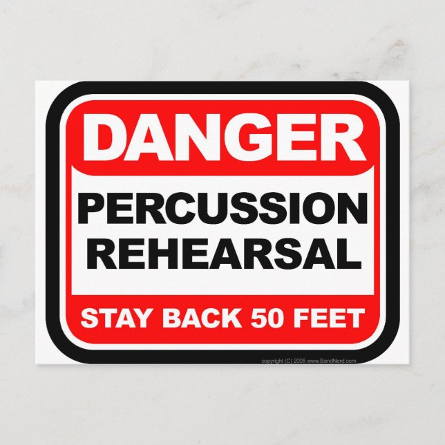 Danger Percussion Rehearsal Vykort (Framsida)
