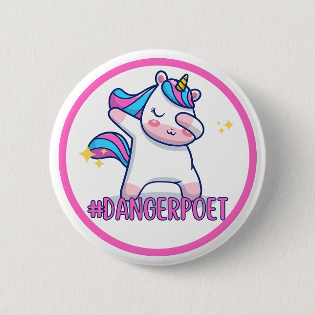 Danger Poet Unicorn Button Knapp (Framsida)