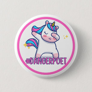 Danger Poet Unicorn Button Knapp