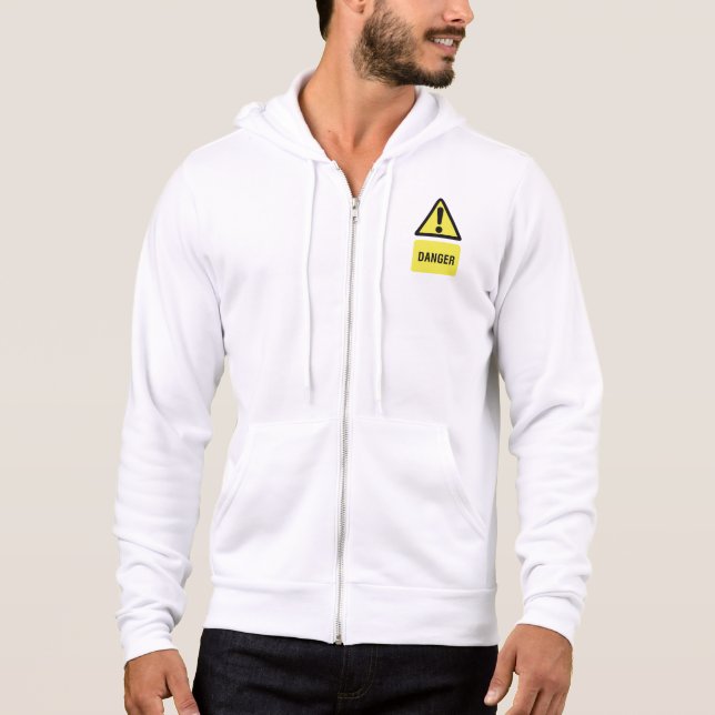 Danger Warning Sign Yellow Triangle Exclamation T Shirt (Framsida)