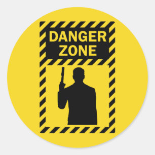 DANGER ZONARE! - Underskrift och Silhouette Runt Klistermärke