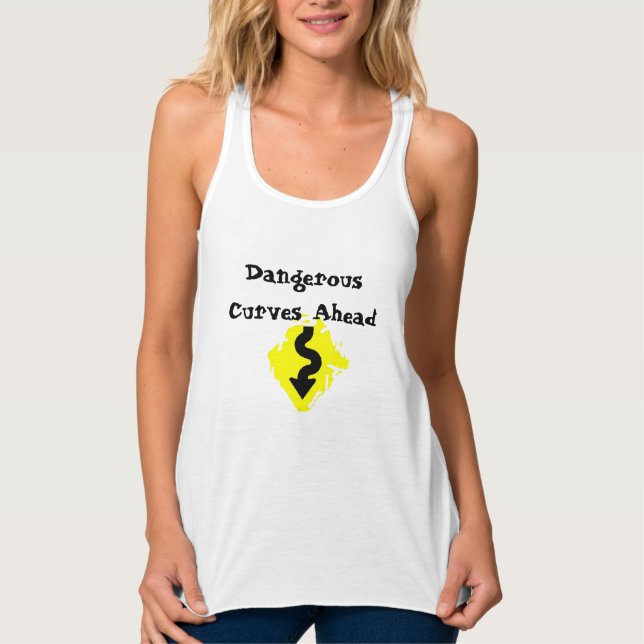"Dangerous Kurvor Ahead" - Tanktop Design Linne Med Racerback (Framsida)
