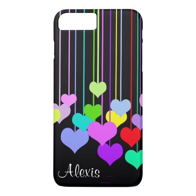 Dangling Hearts on Black Case-Mate iPhone Skal (Baksida)